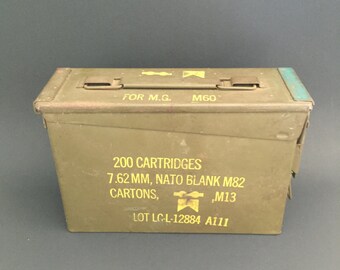 Ammo Can; US Military Green Metal Ammunition Box; Militaria; Ammo Box; Vintage Ammo Box; Vintage Military Box; Metal Storage Box