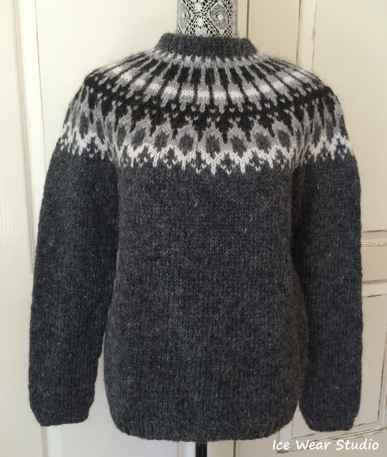 Icelandic Wool Sweater Hand Knitted With Icelandic Wool