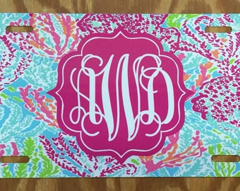Lilly pulitzer lets cha cha Monogrammed License Plate personalized license plate monogrammed lilly pulitzer inspired Car Tag lets cha cha ca