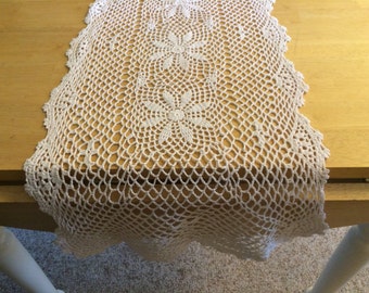 White Crocheted Table Runner 15"x45"