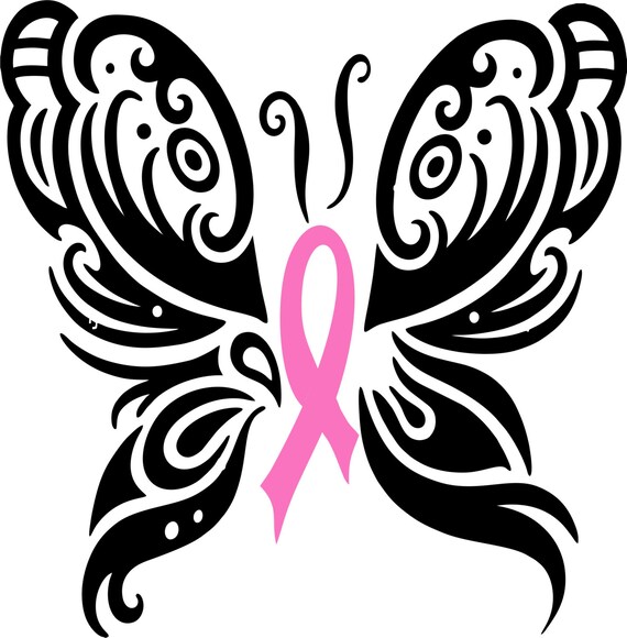 Breast Cancer Butterfly sticker / decal by VinylJunkieGraphics