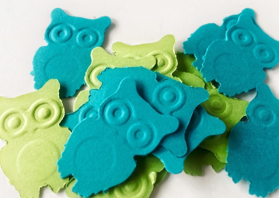 150PCS Green and Aqua Blue Owl Confetti - Confetti - Owl Confetti - Baby Shower Confetti - Wedding Confetti - Table Scatter