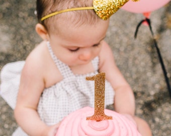 1 Cake Topper for First Birthday Cake Topper in Glitter Silver or Gold - Cake Smash First Birthday ( Item - FIR100 )