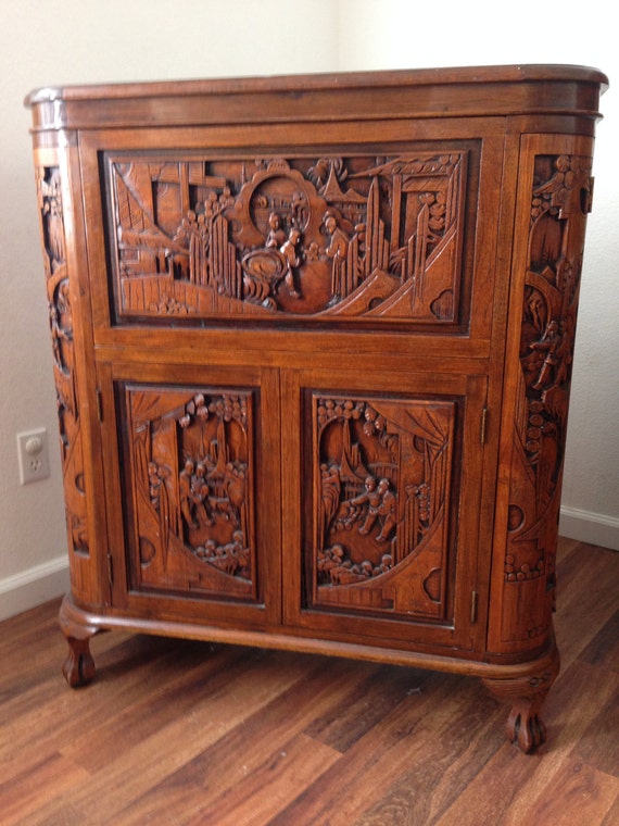 Hand carved Japanese teakwood bar. by LarySims on Etsy