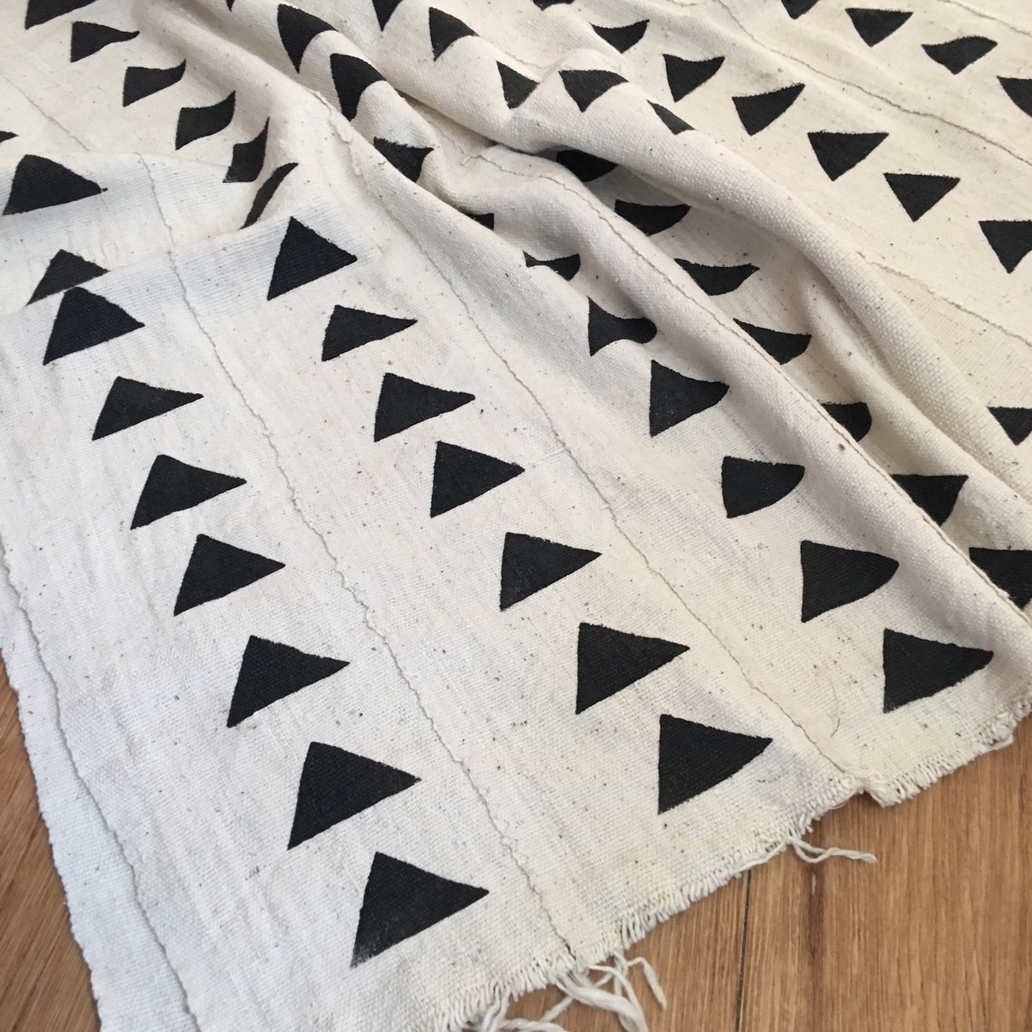 Black & White Mud Cloth Authentic African Textile Hand Made