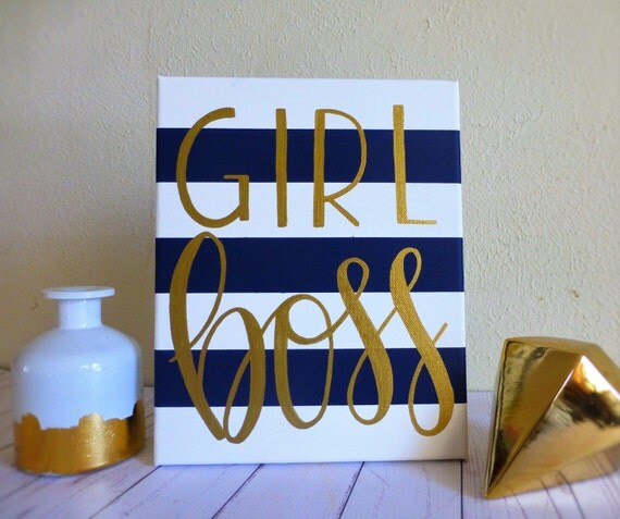 Girl Boss Sign Hand Lettered Canvas Office By PicklesPaintingCo