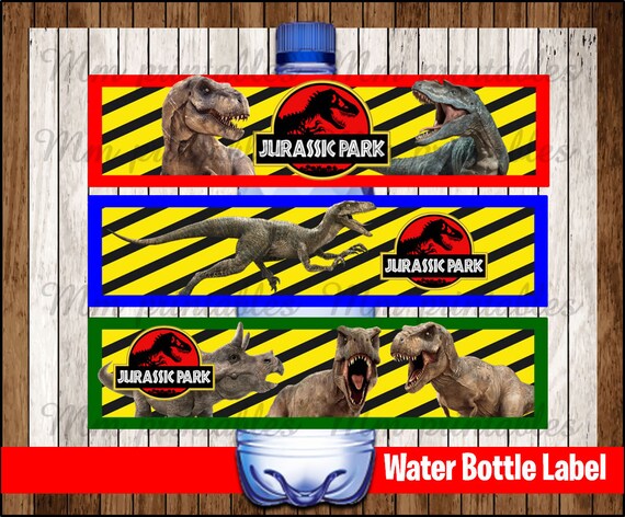 80% OFF SALE Jurassic Park Water Bottle Label by mrkitspartyshop