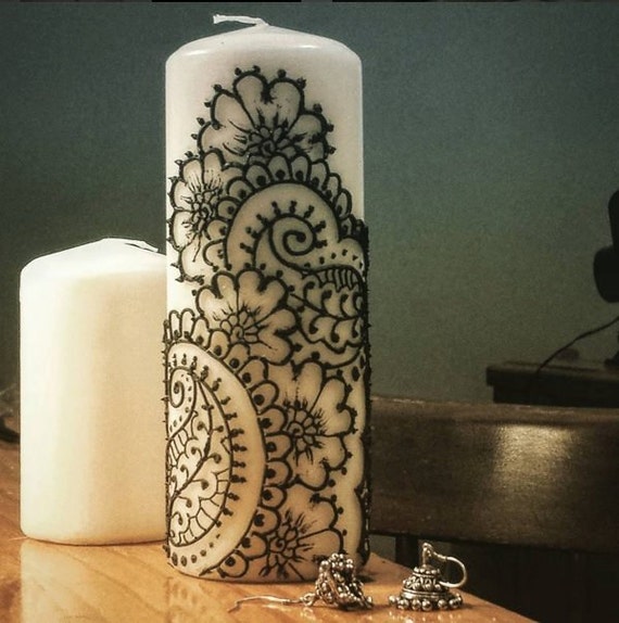 Ivory Henna (Mehndi) Pillar Candle
