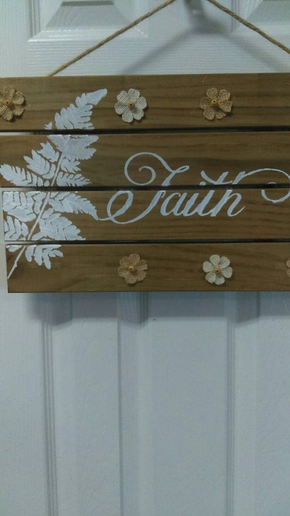 Faith Wooden Sign Wood Sign Wood Script Sign By Kristenkcreations