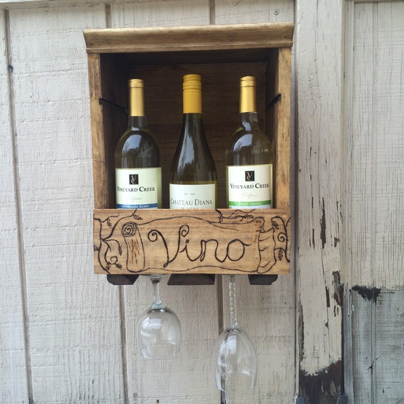 House warming gift/Personalized Repurposed Wine Rack/Glass