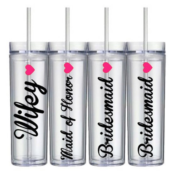 Items similar to Custom Bridesmaid Tumbler Set of 4 on Etsy
