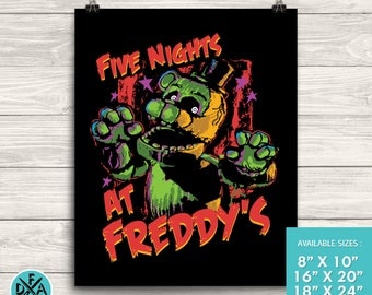 New Five Nights At Freddy's Poster Fazbear Art Print Matte Finish All Sizes 18"X24"