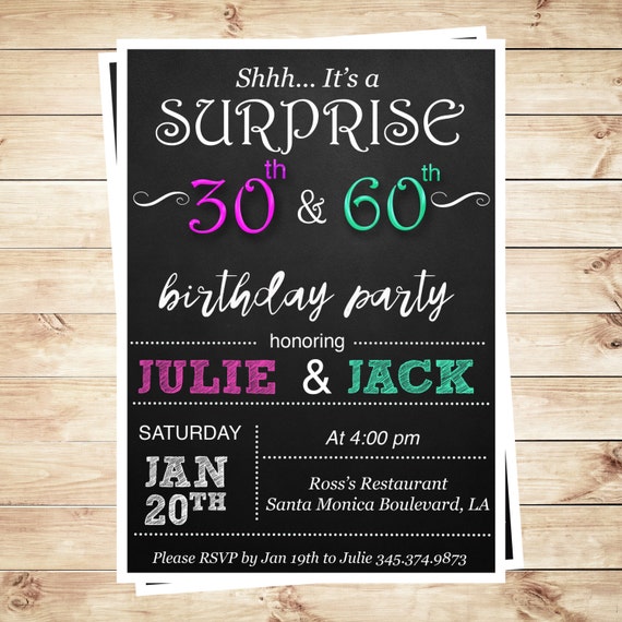 Joint birthday party invitations for adults by ArtPartyInvitation
