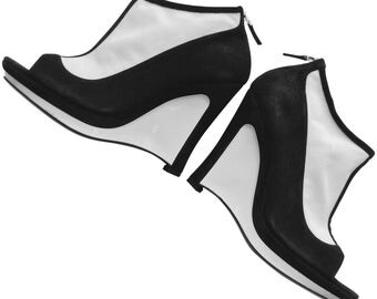 Fendi Vintage Black and White Platform Wedges.