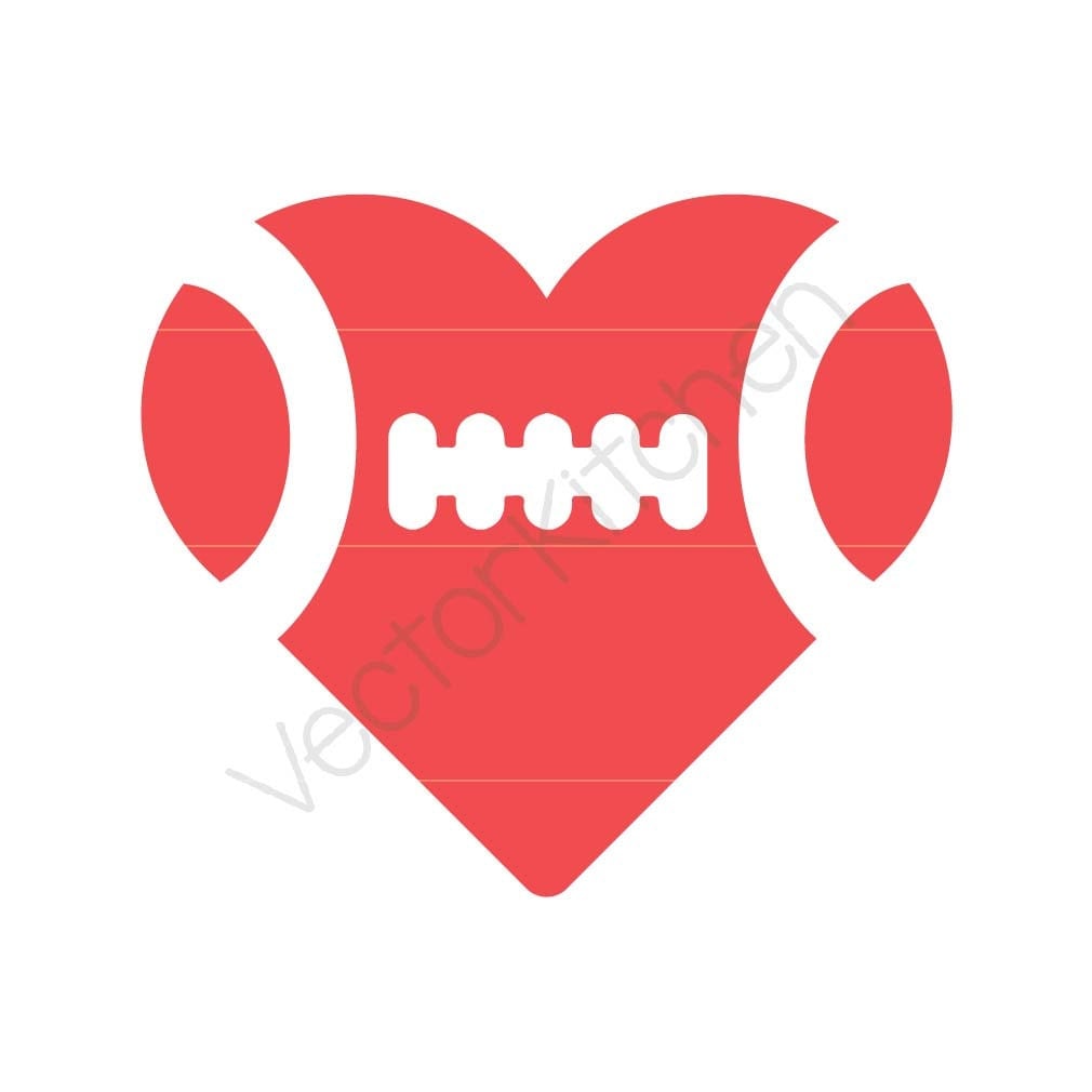 Download Heart Shaped Football Ball Cutting Template SVG EPS Silhouette