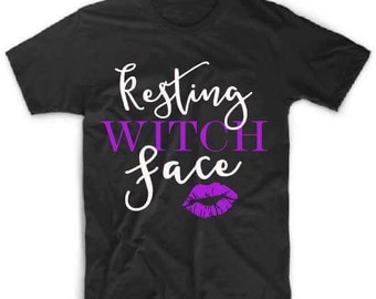 Custom Halloween T-Shirts / Resting Witch Face Graphic Tee / Plus Size Halloween Tee / Halloween Graphic Top / Halloween Witch T-shirt