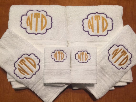 Items similar to Two Tone Monogrammed Towel Set, Monogrammed