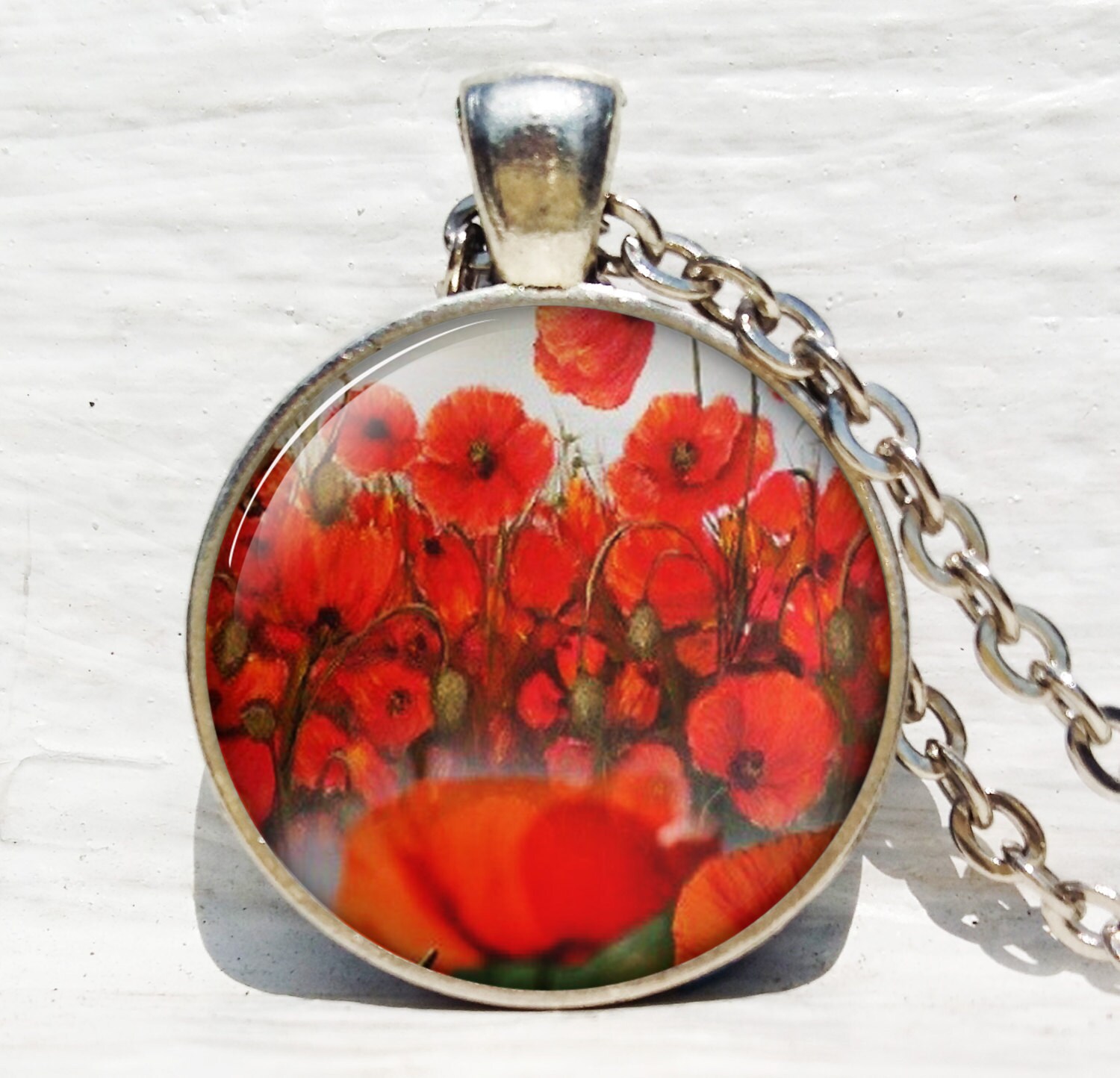 Poppy pendant poppy necklace poppy jewelry remembrance