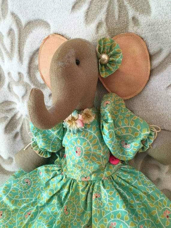 Handmade Elephant Doll Art Doll Elephant Handmade Primitive