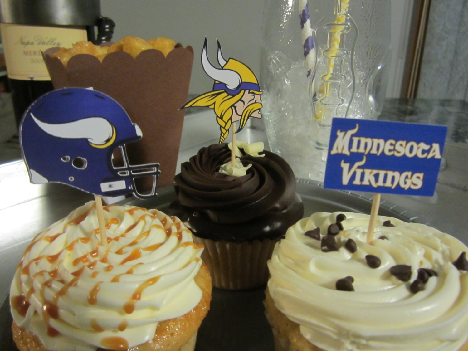 Cupcake toppers party supplies Minnesota Vikings football