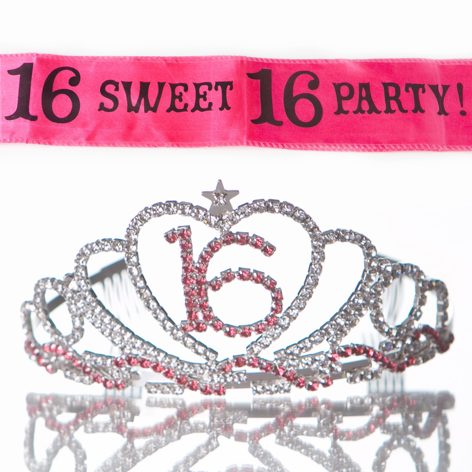 Sweet 16 Tiara and Sash Bundle Crystal by EllaCelebration on Etsy