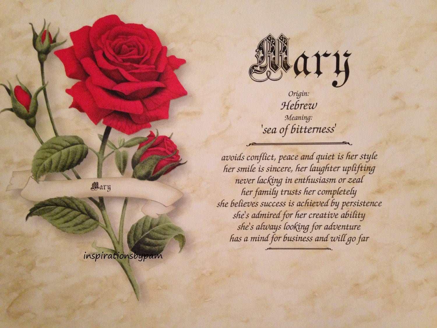 Mary First Name Meaning Art by inspirationsbypam on Etsy