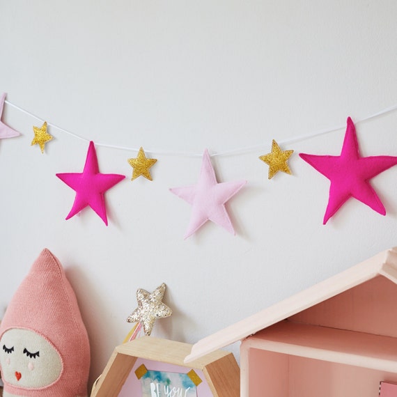 white garland pom pom felt pom pom star baby garland, decor, decor garland, felt boy nursery