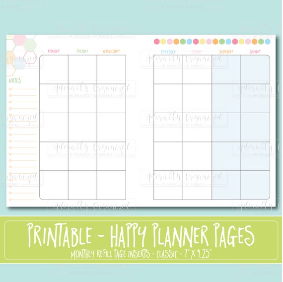 HAPPY PLANNER PRINTABLE Monthly Planner Refills / Inserts 7