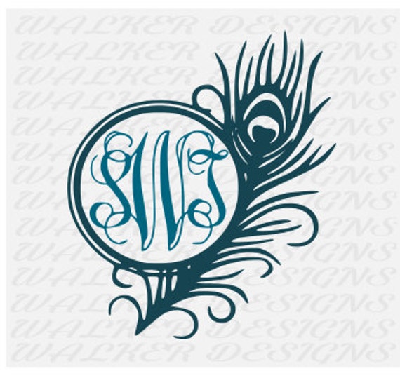 Download Peacock feather monogram digital download SVG by ...