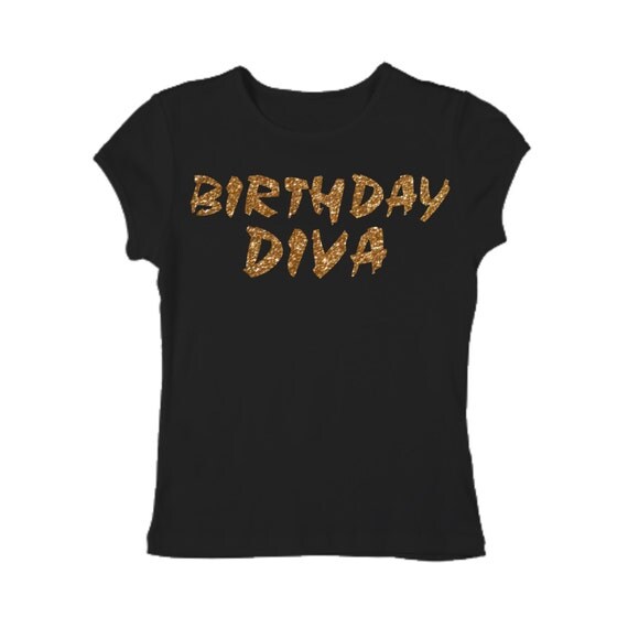 Design T Shirts With Glitter Letters | birthday diva childrens shirt gold by customfamilyclothing Design T Shirts With Glitter Letters | birthday diva childrens shirt gold by customfamilyclothing