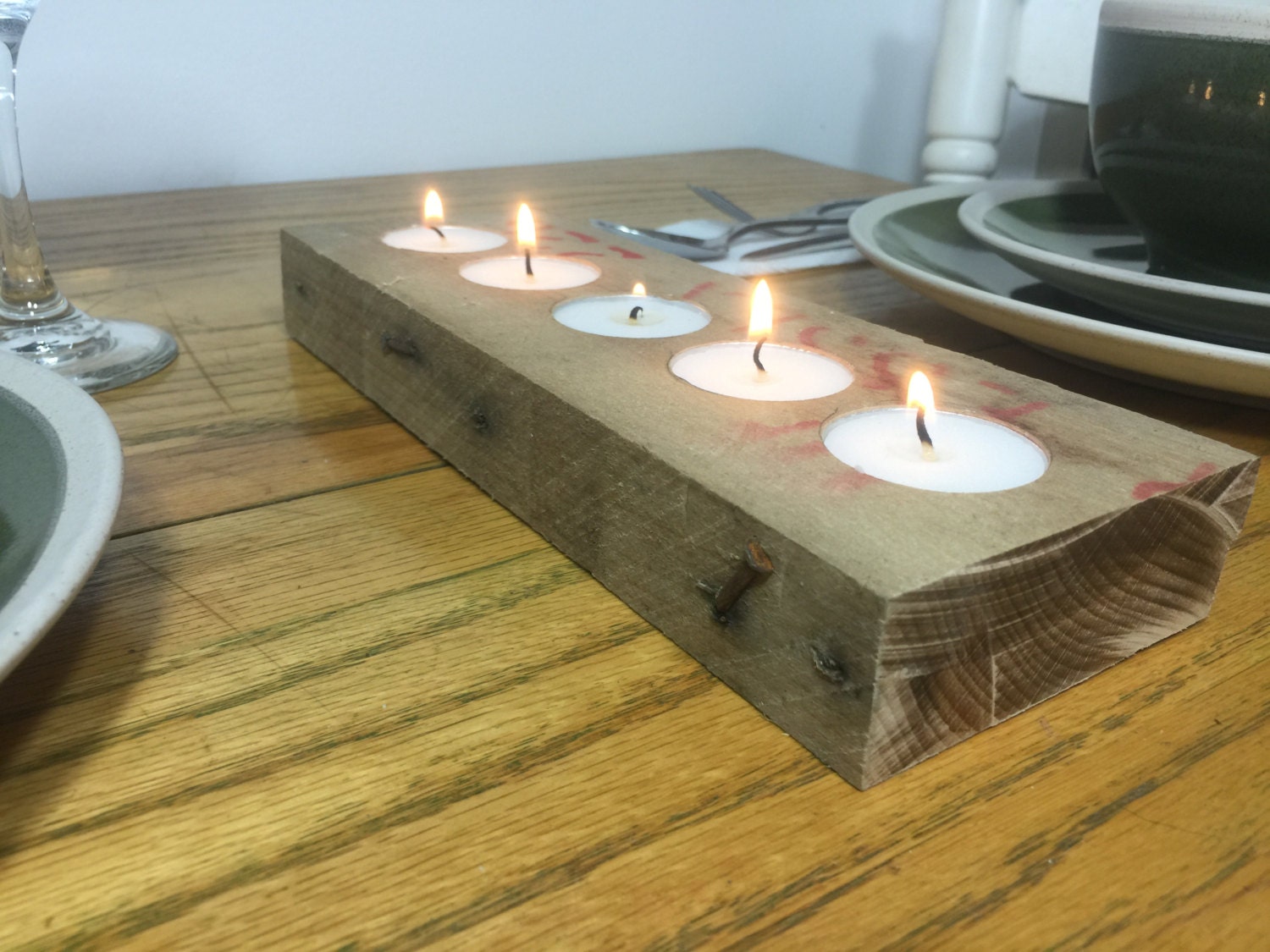 Reclaimed Wood Pallet Board Tea Light Candle Holder 5