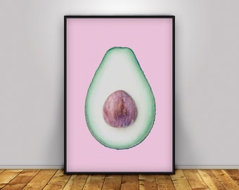 Avocado Print, Avocado Art Wall, Kitchen Art, kitchen Wall Art, Kitchen Decor, Kitchen Prints, Fruit Print, Tropical Print, Summer Print