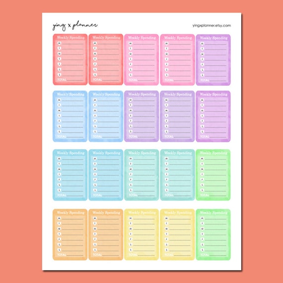 PRINTABLE Weekly Spending Tracker Stickers 02, Daily Spending Tracker ...