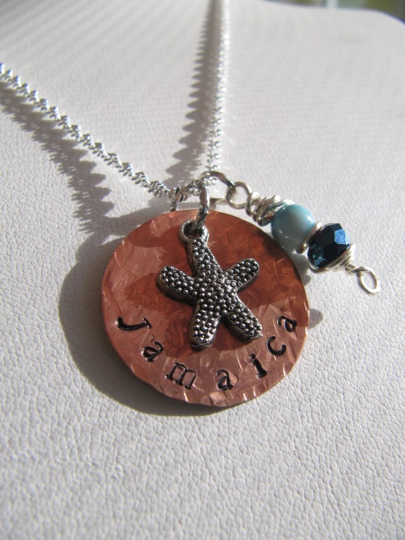 Items similar to Jamaica necklace//hand stamped necklace//jamaica
