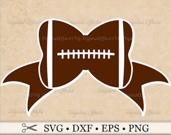 FOOTBALL BOW SVG, Png, Dfx, Eps, Bow Svg, Football Svg File, Sports Svg. Silhouette Studio, Cricut Cut Files, Football Clipart Svg Files
