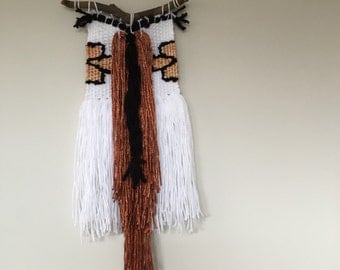 Fringed handwoven wall hanging tapestry - JulesMitchellStudio - small - Azel