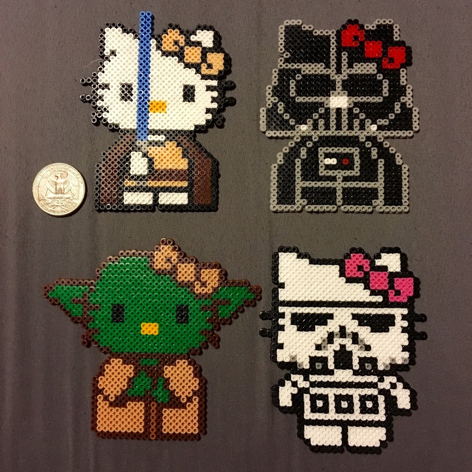 FREE SHIPPING Hello kitty meets Star Wars Mini Perler by LidiasArt