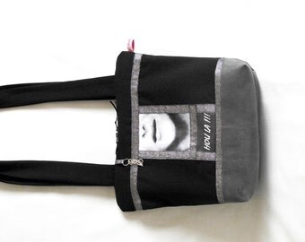 Handbag Tote spirit "fifty shades of grey", black, gray and silver "50 shades of grey"