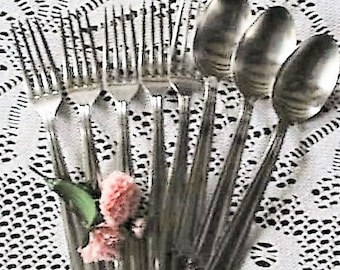 Set of 3 spoons and 5 forks, Inox stainless steel, The Vintage Table, Cutlery, Vintage Party, Wedding Cutlery, Tableware, Table Accessories
