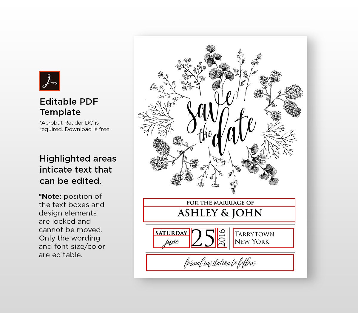 Rustic Save The Date Template Instant Download Printable Kraft Wedding Save The Date Editable Save The Date Text Template