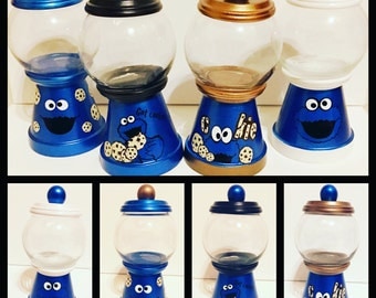 Cookie Monster inspired gumball jars