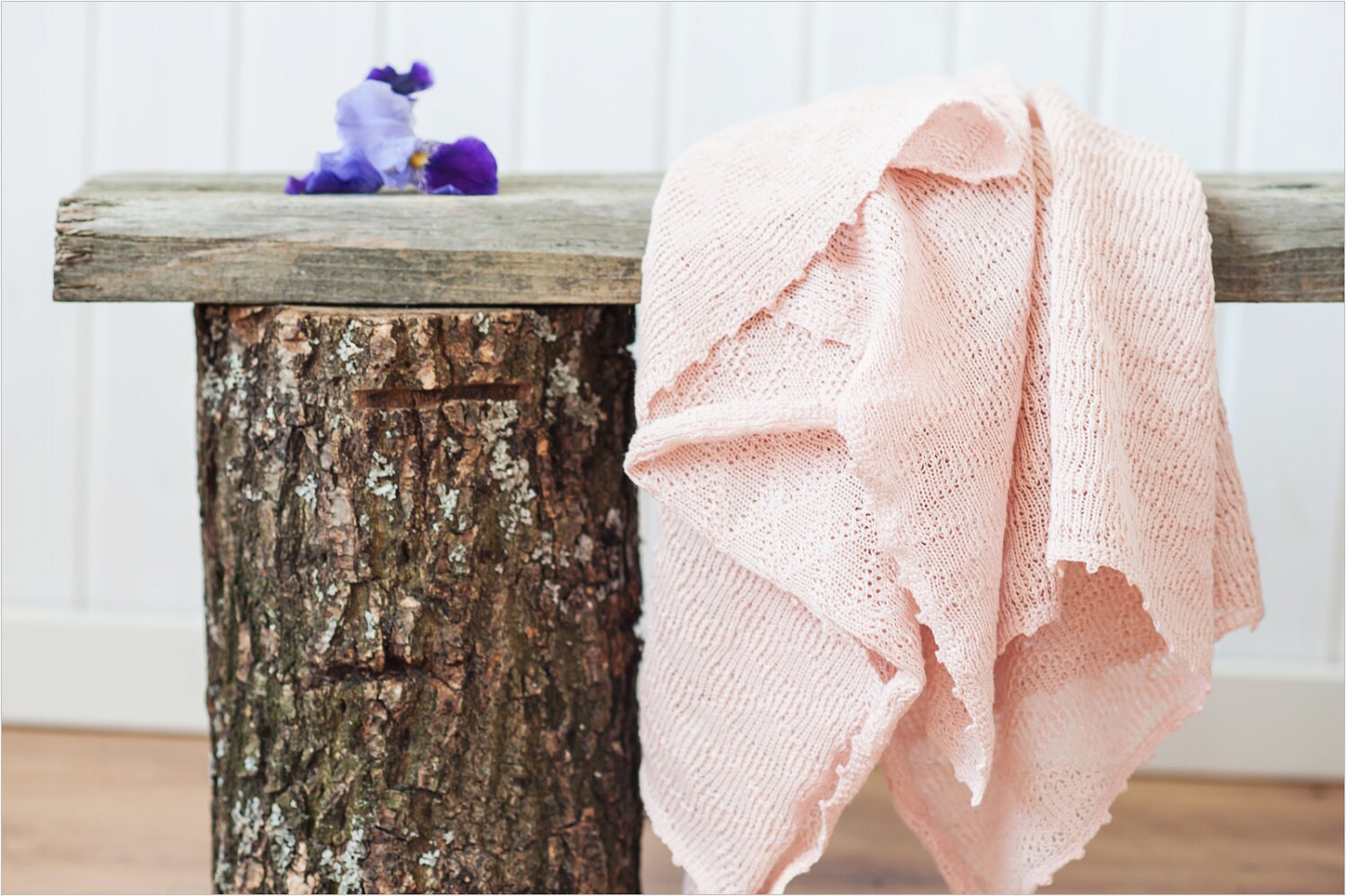 Dusty Rose Linen blanket Baby linen blanket Knitted baby