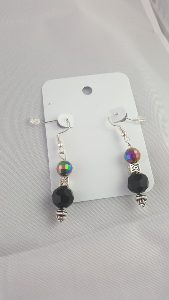 Black and Silver Earrings Silver Earrings Earrings by KayNDesigns