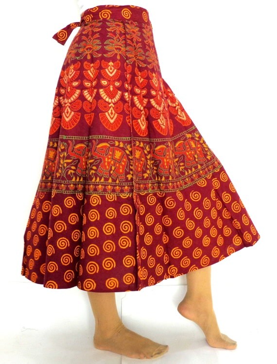 Boho hippie Wrap around Skirt/Bollywood Style by craftsofgujarat