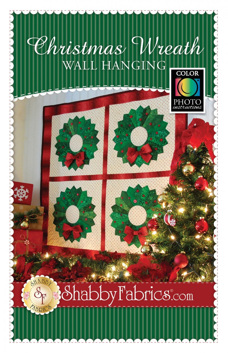 Christmas Wreath Quilt Wall Hanging Pattern from Shabby