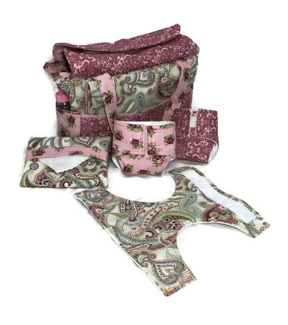 Doll Diaper Bag with Accessories burp cloth diapers bib