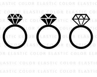 Diamond Ring - diamond ring monogram frame - diamond ring icon silhouette digital file svg, png, dxf, eps