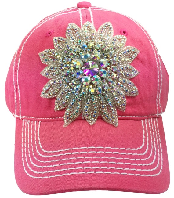 Ladies Pink Baseball Cap Rhinestone baseball Embellished