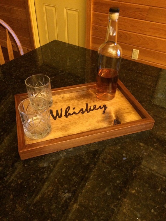 Whiskey tray wood whiskey tray serving tray by NPwoodworks on Etsy