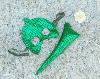PJ Masks Gecko/Gekko Costume Mask and Tail for Kids and Adult Sizes